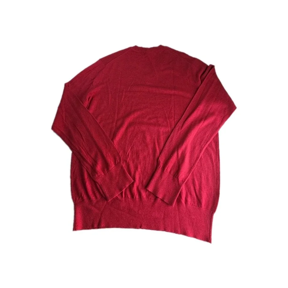Banana Republic Sweater Mens Large Silk Linen Blend Lightweight V Neck RED NWT